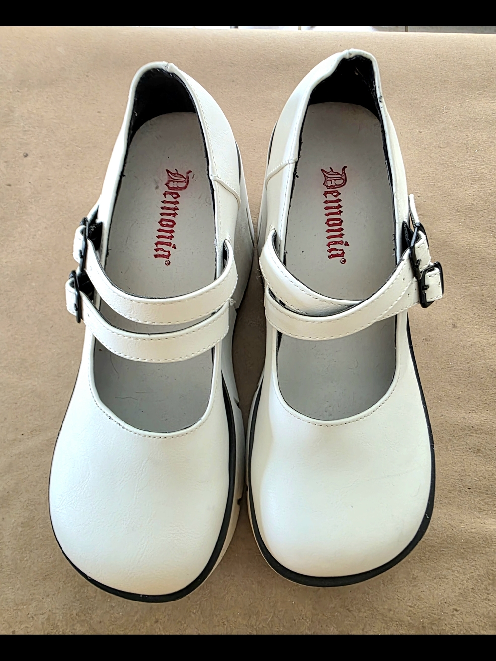 Demonia White Mary Jane Platform Shoes